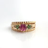 Beach Rose: Maine Pink and Green Tourmaline Yellow Gold Ring