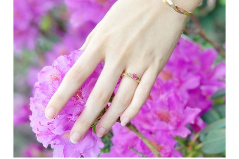 Beach Rose: Maine Pink and Green Tourmaline Yellow Gold Ring Harvest Gold Gallery Beach Rose: Maine Pink and Green Tourmaline Yellow Gold Ring Harvest Gold Gallery