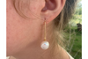 Matchstick with Large Pearl: 14k Gold Earrings