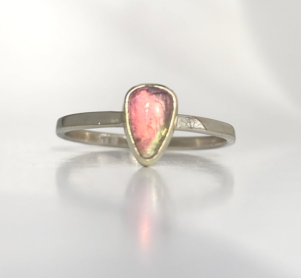 Pleasant Point: Maine Watermelon Tourmaline 14k Green and White Gold  Ring