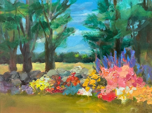 Garden with Stone Wall by Kristen Dill
