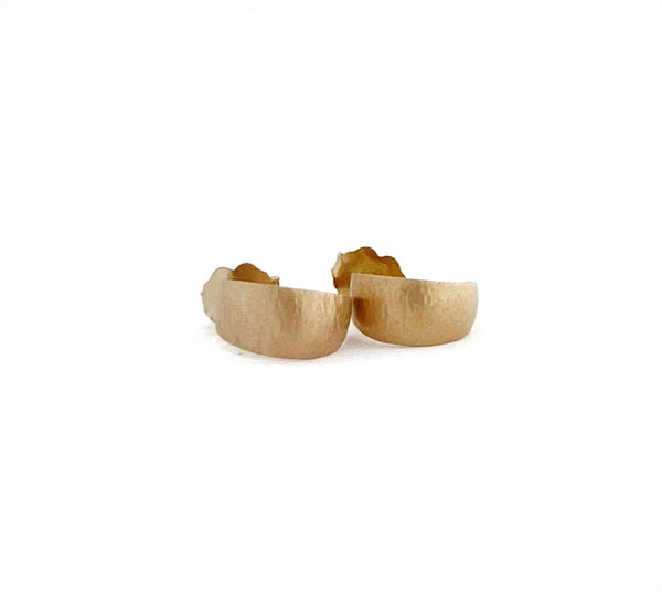 Small Half Wrap 14K Rustic Matte Yellow Gold Post Earrings