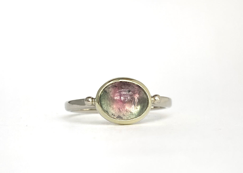 Harmony: Maine Watermelon Tourmaline 14k Green and White Gold  Ring