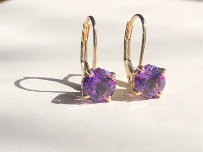 Cotton Hill Small: Amethyst Earrings in a 14k Yellow Gold Setting