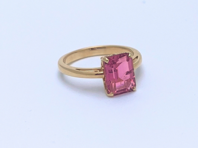 Lotus: Maine Pink Tourmaline 14k Yellow Gold Ring
