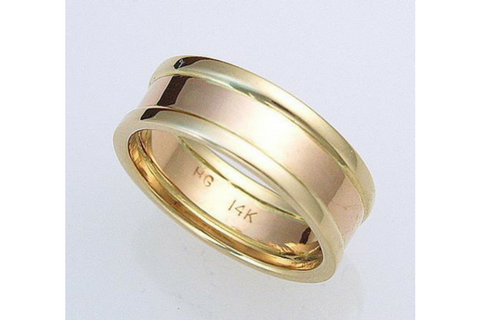 Contemporary: 14k Two-Toned Ring, Sizes 8-11