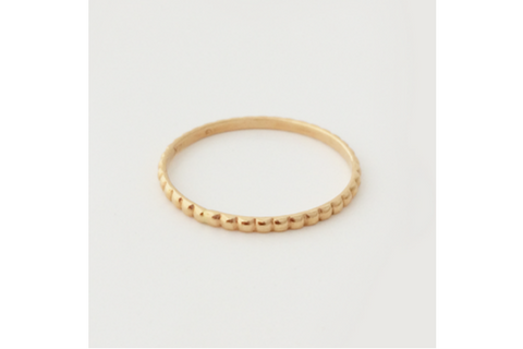 First Kiss: 14k Stackable Skinny Beaded Ring, Sizes 8-11