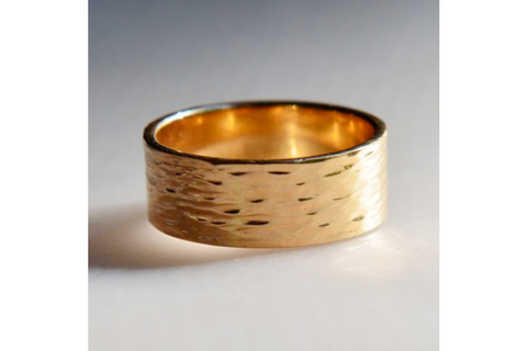 River: 14k Extra Wide Textured Ring, Sizes 8-11