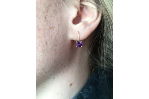 Cotton Hill: Amethyst Earrings in a 14k Yellow Gold Setting