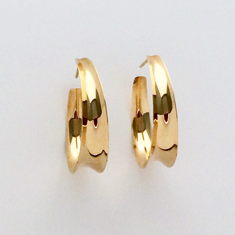 Oval Channel Hoops: 14k Gold Earrings