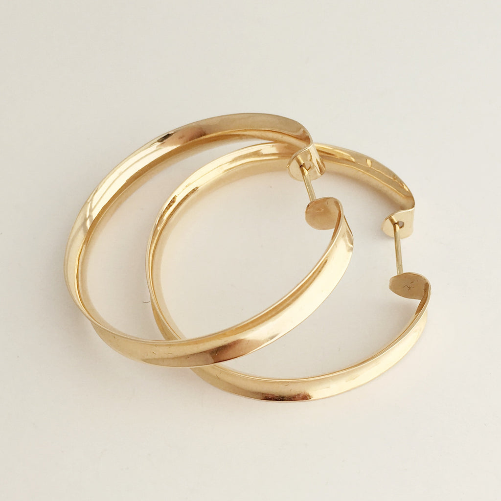 Channel Hoops: 14k Yellow Gold