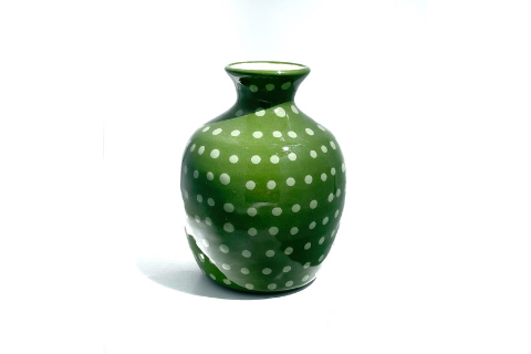 Dark Green Itty Bitty Polka Dot Vase by Lacey Pots