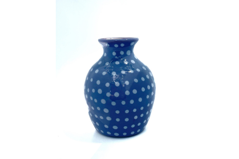Blue Itty Bitty Polka Dot Vase by Lacey Pots