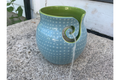 Blue Polka Dot Yarn Bowl by Lacey Pots