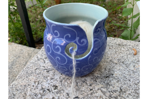 Blue Swirl Yarn Bowl by Lacey Pots