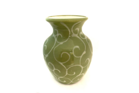 Dark Green Small Swirl Vase by Lacey Pots