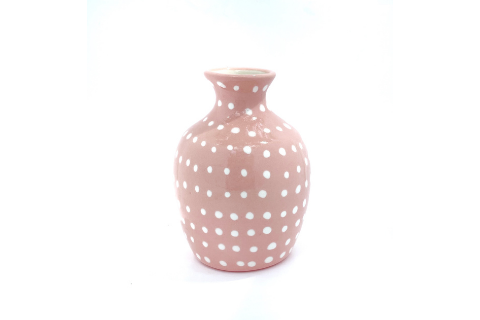 Pink Itty Bitty Polka Dot Vase by Lacey Pots