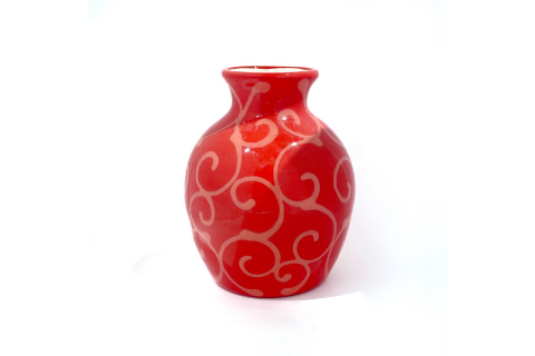 Red Itty Bitty Swirl Vase by Lacey Pots