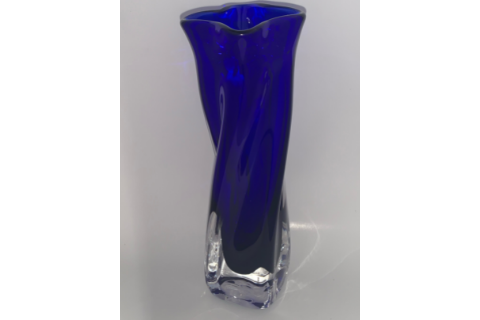 Cobalt Twister Small Glass Vase by Zug Glass