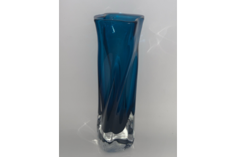 Blue Teal Twister Small Glass Vase by Zug Glass