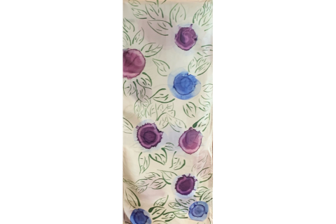 Abstract Purple and Blue Flowers Scarf- Maple Sugar Studios