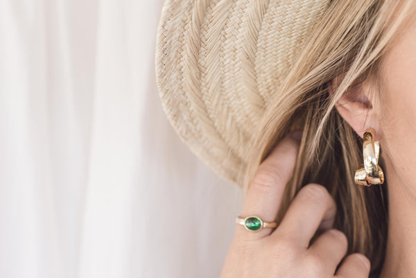 Small Perfectly Puddled Loop-n-loop: Self-locking 14k Yellow Gold Earring