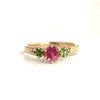 Beach Rose: Maine Pink and Green Tourmaline Yellow Gold Ring