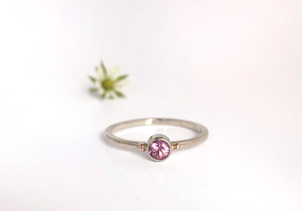 Dawn: Pink Maine Tourmaline with Rose and White Gold