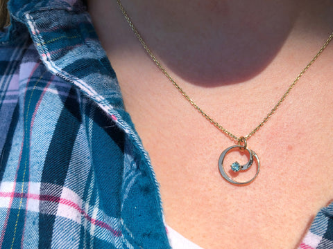 Circle of Life: Blue Tourmaline and 14K Gold Pendant