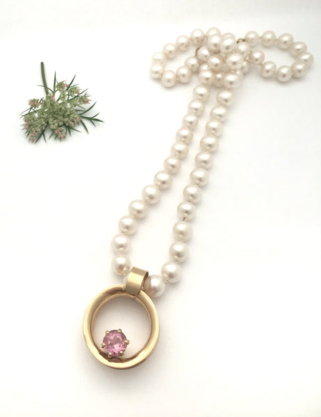 Summer Days: Pink Tourmaline 14k Gold Pendant