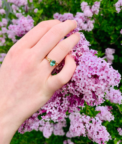 Northern Lights: Maine Green Tourmaline 14K Yellow Gold Ring