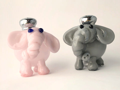 Elephant: Salt & Pepper Shaker Set by Lucky Duck Glass