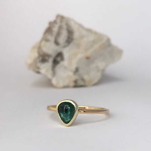 Morning Glory Maine Tourmaline Yellow Gold Ring