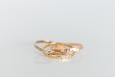 Trilogy: 14k Yellow, Rose and White Gold Rolling Ring
