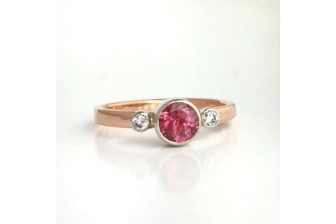 Strawberry Shortcake: Maine Pink Tourmaline & Diamond Rose Gold Ring