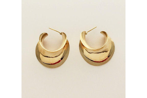 Flared Channel 3/4 Post Hoop: 14k Yellow Gold