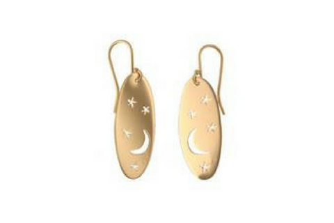 Starry Night; Earrings in 14k Yellow Gold