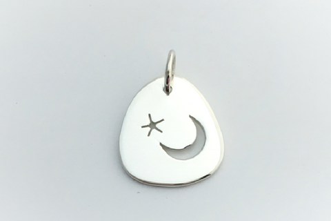 Moon and Star: Sterling Silver Pendant