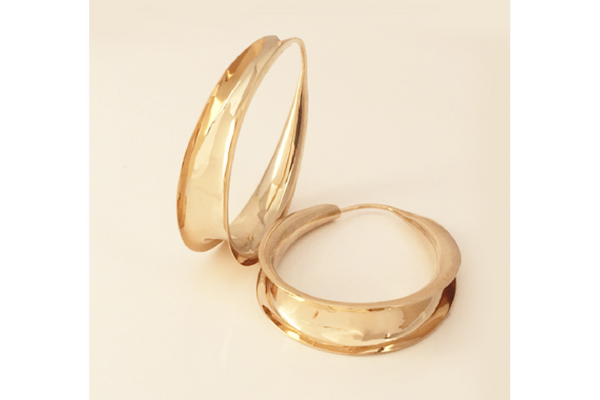 Tapered Anticlastic Self-Locking: 14k Yellow Gold Hoops