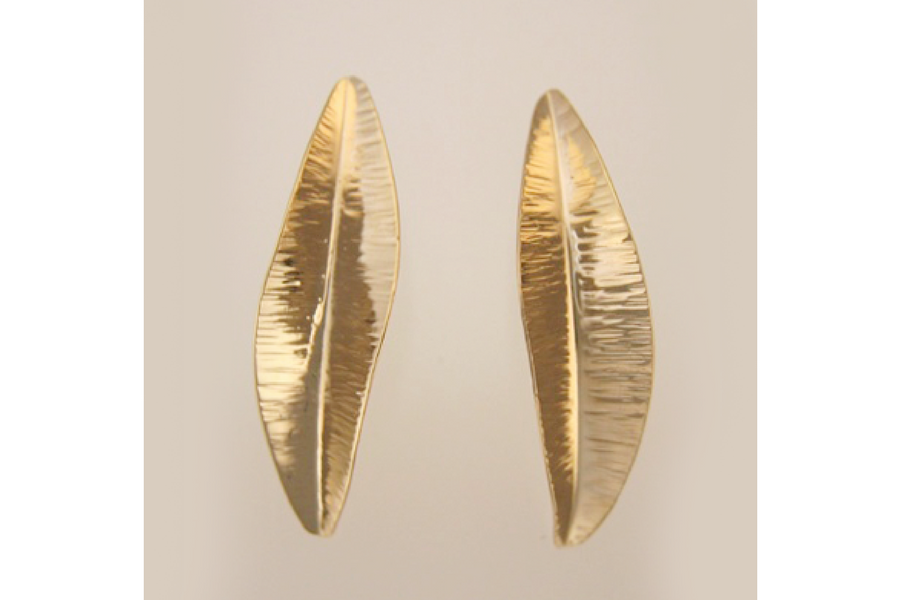Feather Earrings in 14k Yellow Gold Small