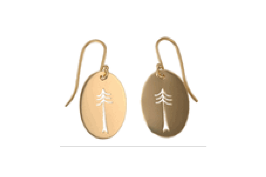 Pine Tree Cut Out Earrings in 14k Yellow Gold