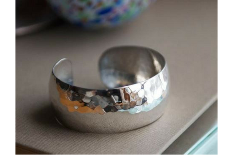 Perfectly Puddled: Sterling Silver Bracelet Wide