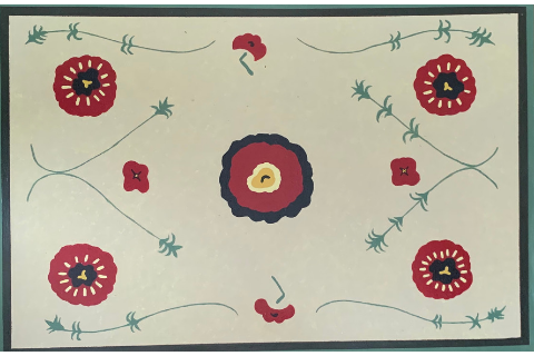 Red Flowers Floormat by Sandra Smith