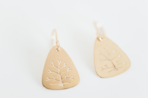 Tree Of Life Earrings in 14k Yellow Gold Large