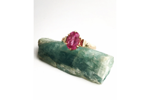 Bubble Gum Pink: Pink Maine Tourmaline and Yellow Gold