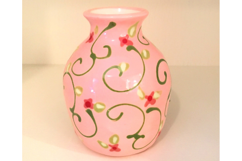 Pink Floral Vase By Lacey Pots Pottery