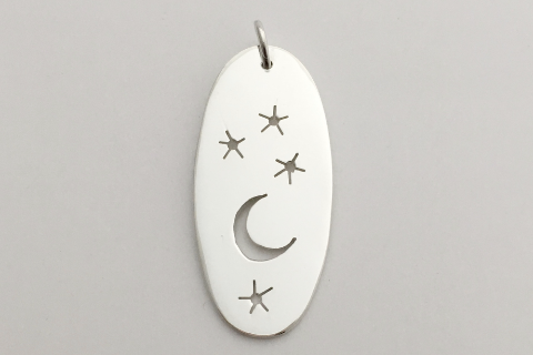 Moon and Stars: Sterling Silver Pendant