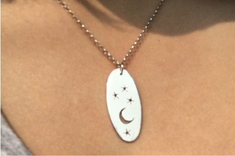 Moon and Stars: Sterling Silver Pendant