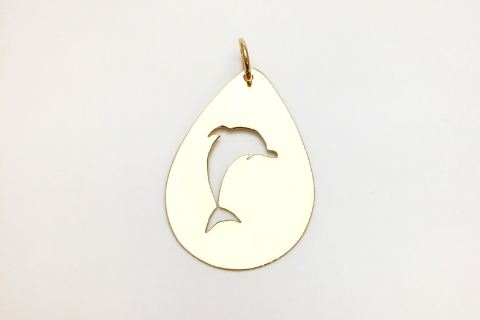 Swimming Dolphin: Pendant in 14k Gold