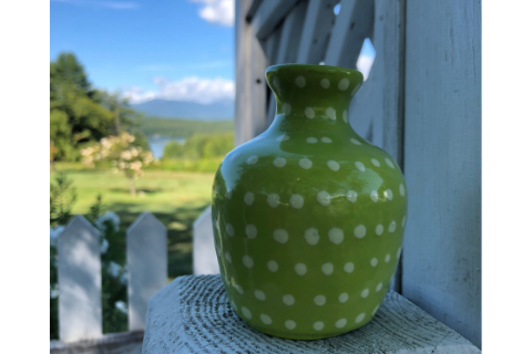 Mini Green Polka Dot Vase by Lacey Pots
